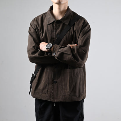 Chore Jacket – Brown Three-Pocket Design