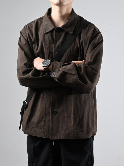Chore Jacket – Brown Three-Pocket Design