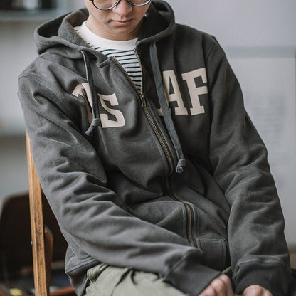 Heavy Zip Hoodie – American Retro Military Print Workwear Thickened Unisex – hoodie | japanese streetwear | vintage workwear | unisex | Yamalinclothes