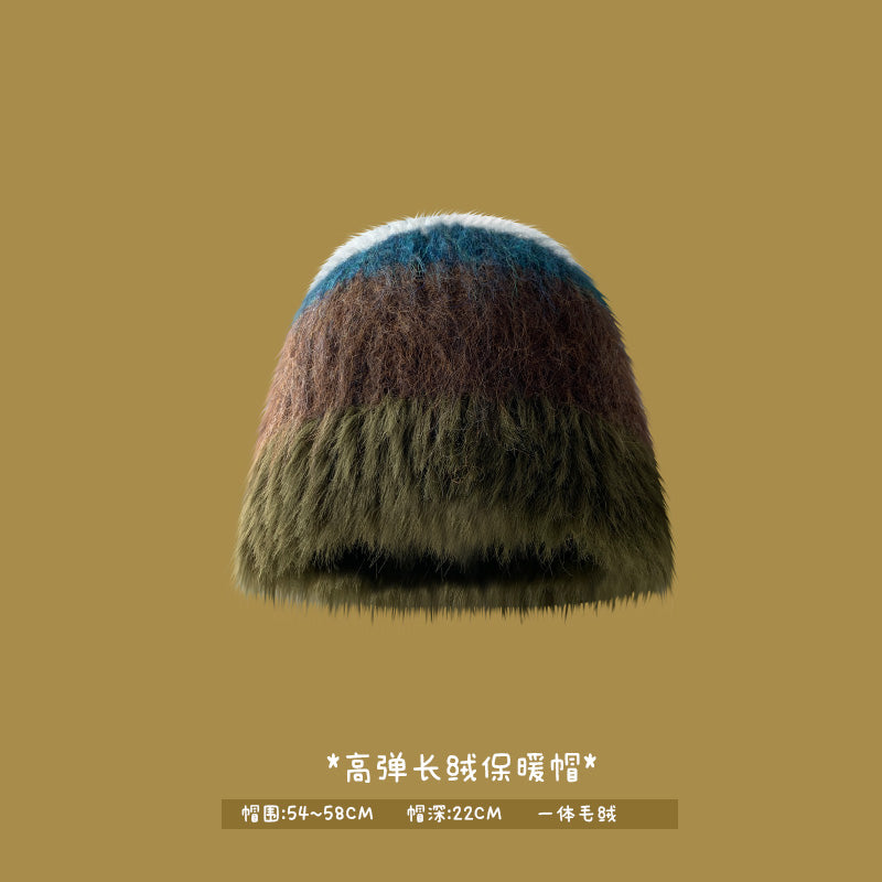 Japanese designer joint retro knitted wool hat warm plush fisherman hat