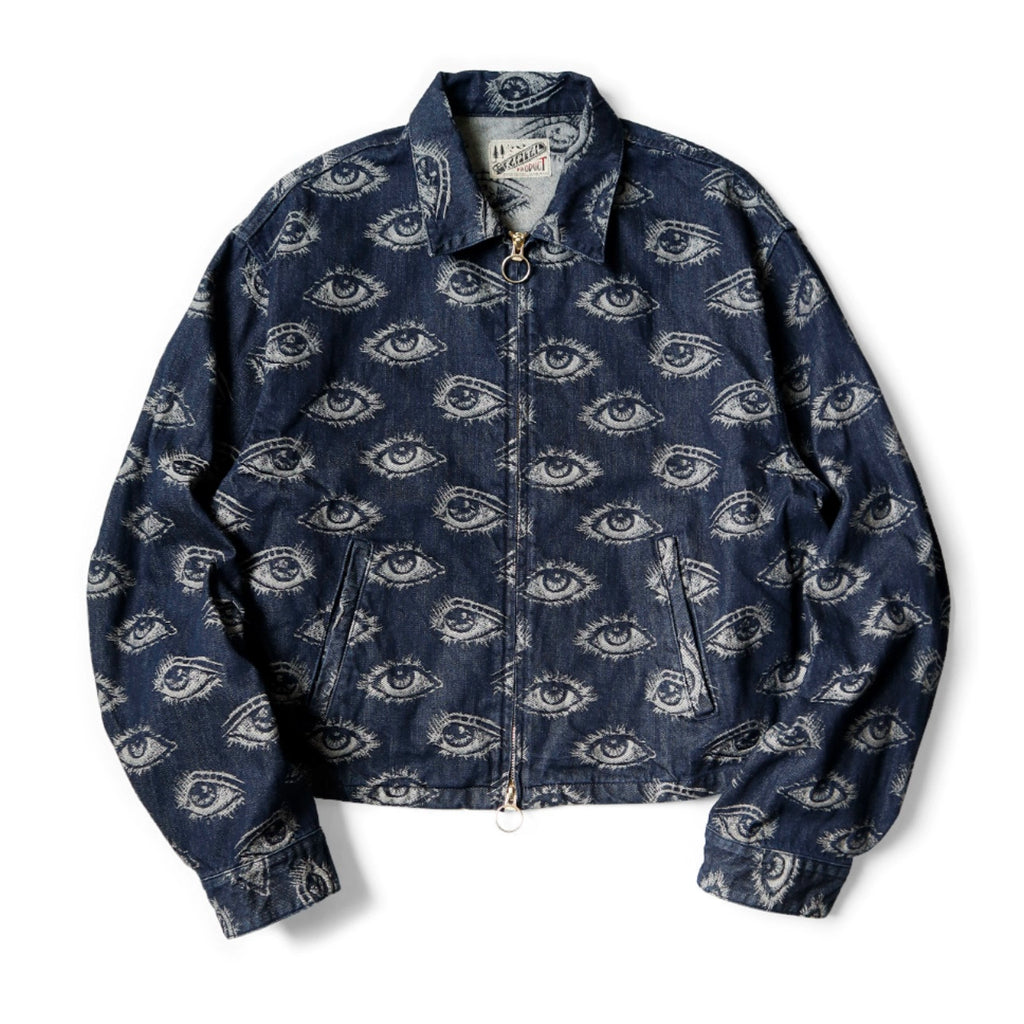 Japanese casual eye-embroidered denim retro lapel long-sleeved jacket