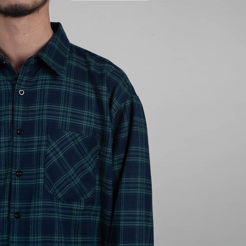 Shirt men's woolen plaid shirt Japanese literary retro loose coat tide inner wear