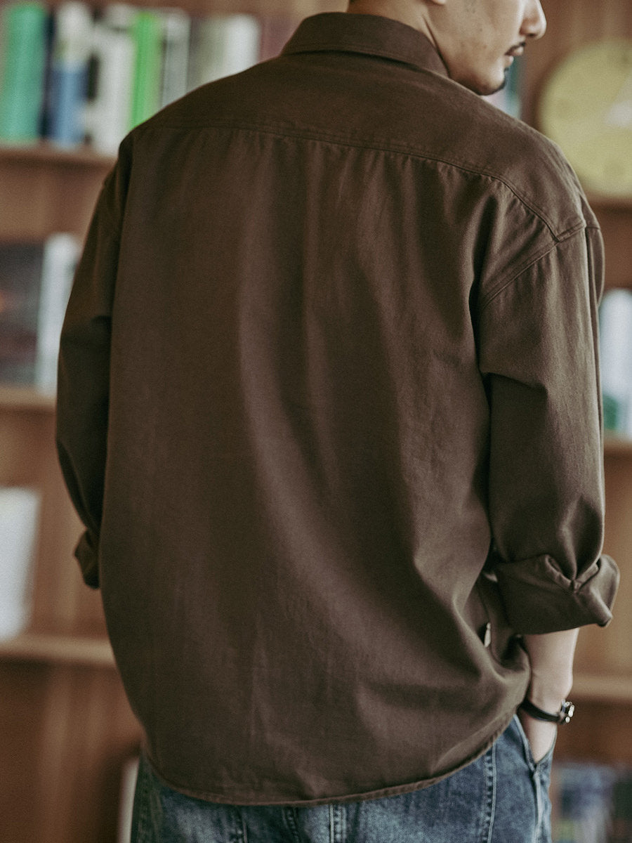 Heavyweight Utility Shirt Jacket – Men's Vintage Loose Long-Sleeve Overshirt
