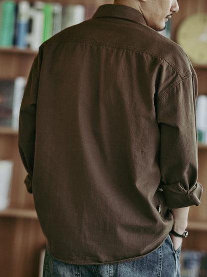 Heavyweight Utility Shirt Jacket – Men's Vintage Loose Long-Sleeve Overshirt