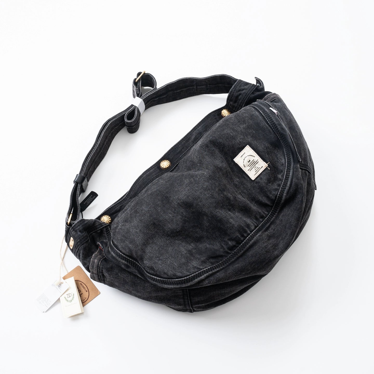 Haute couture hardware, heavyweight, washed, distressed canvas, crossbody bags, fashion dumpling bags, men's and women's denim bags