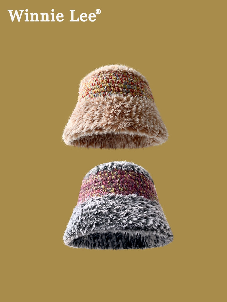 Japanese designer joint retro knitted wool hat warm plush fisherman hat