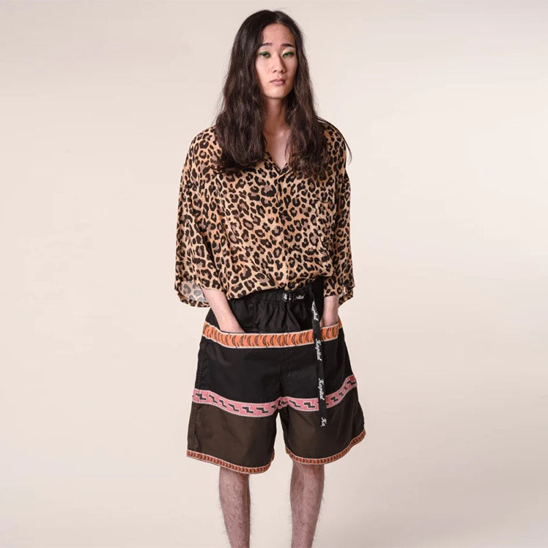 tiger pattern color matching pure cotton breathable loose men's and women's casual shorts