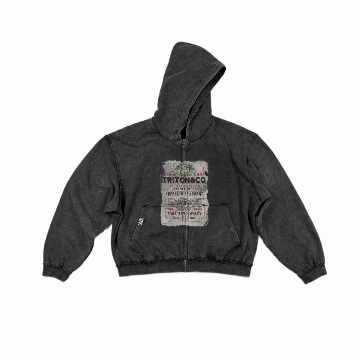 Graphic Zip Hoodie – Washed & Frayed Cotton | Yamalinclothes