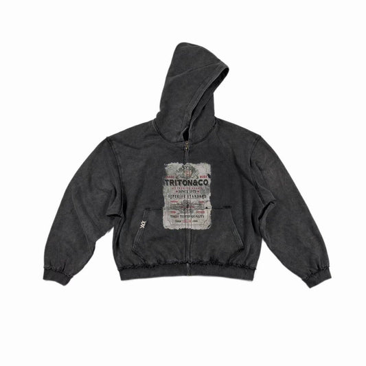 Graphic Zip Hoodie – Washed & Frayed Cotton | Yamalinclothes