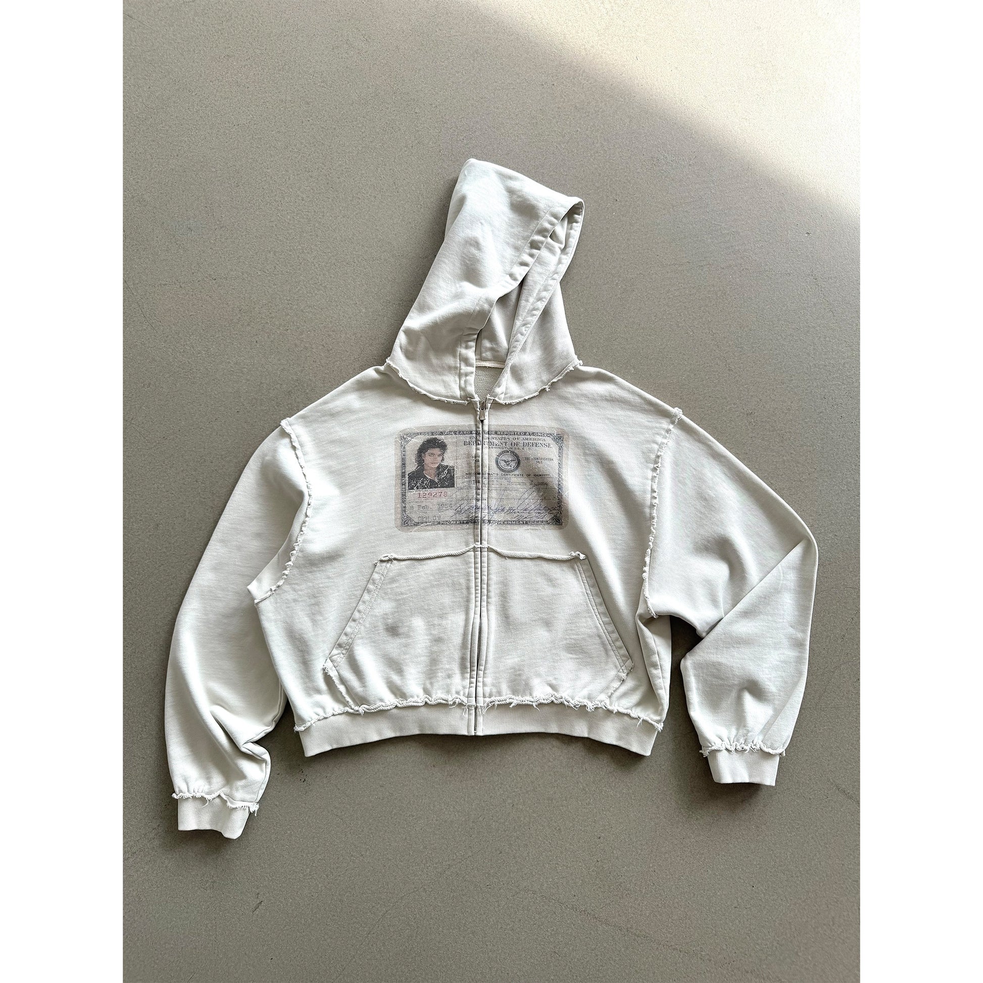 EssorNovus Michael Jackson passport print raw edge old zip hoodie sweatshirt – Japanese vintage | yamalin clothes | Yamalinclothes