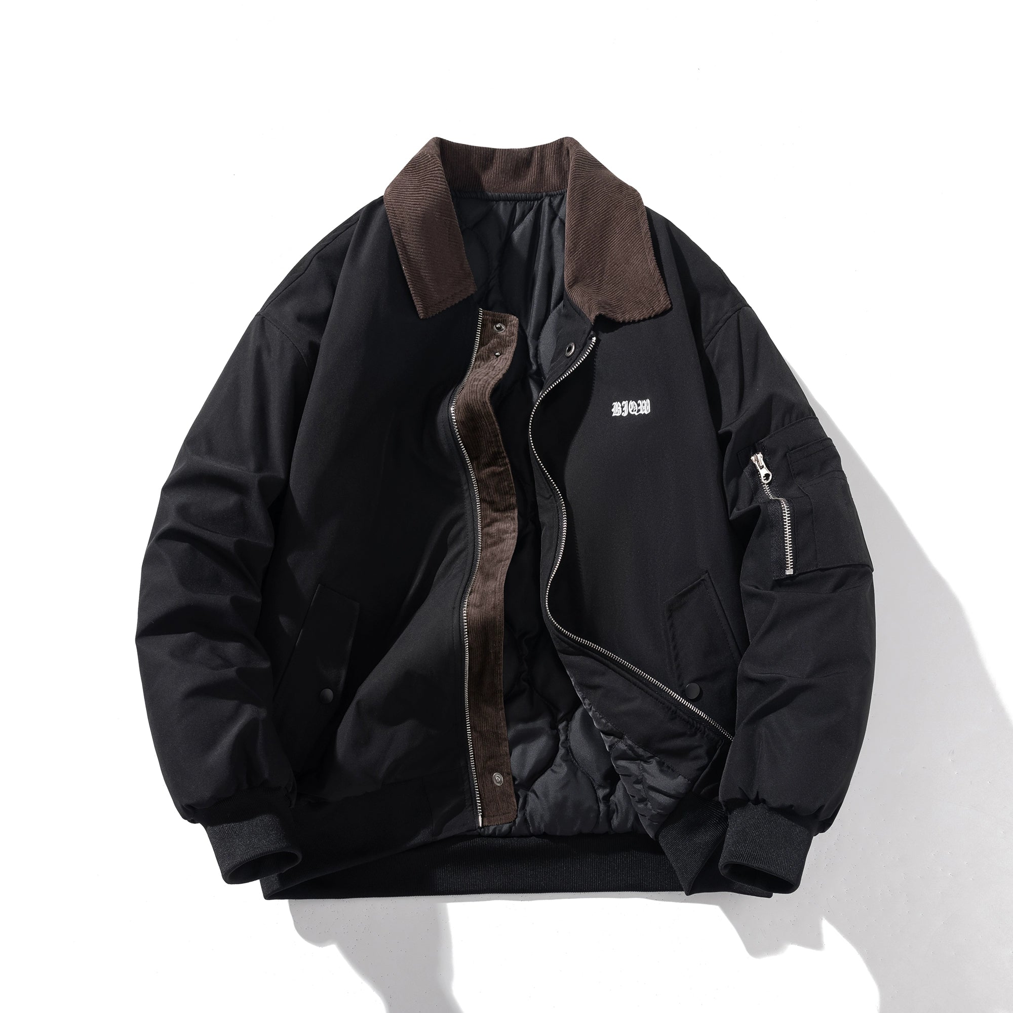 Vintage Corduroy Bomber Jacket – Embroidered Padded Baseball Style (Unisex)