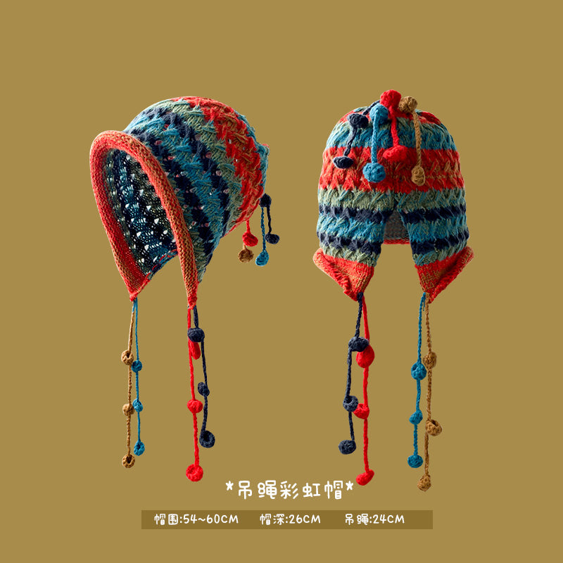 Japanese designer joint retro knitted wool hat warm plush fisherman hat