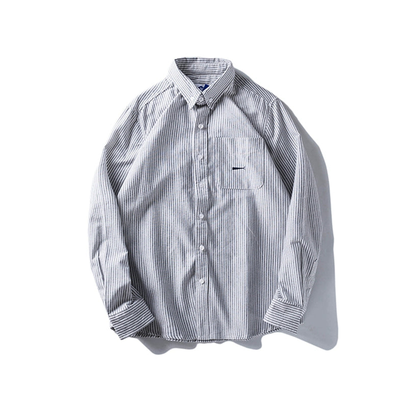 Japanese Oxford long sleeve shirt casual loose Hong Kong style youth shirt