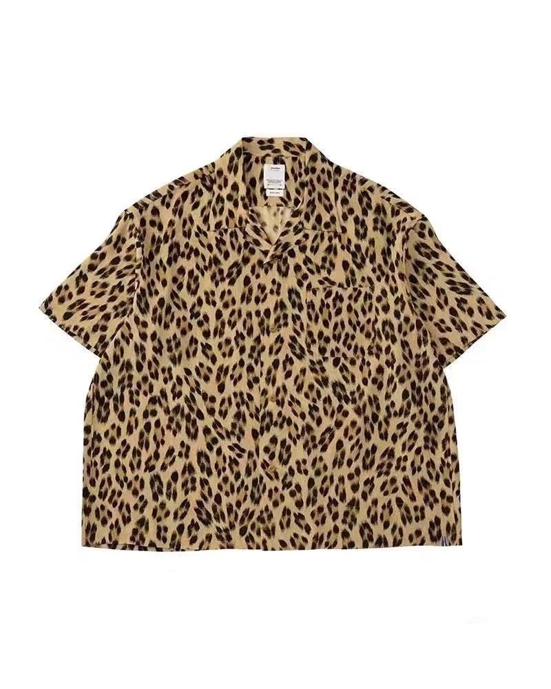 caban Nakamura Japanese couple casual Hawaiian leopard print short sleeve cardigan shirt