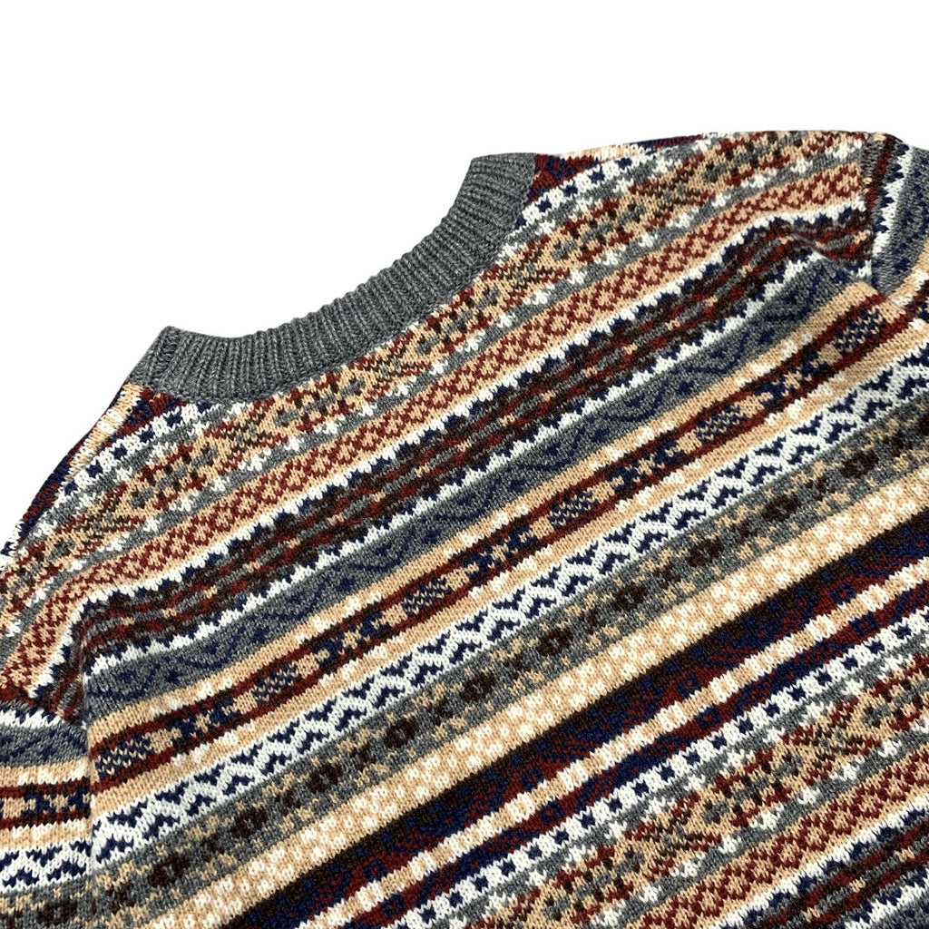 American vintagejacquard knit ethnic style pullover sweater