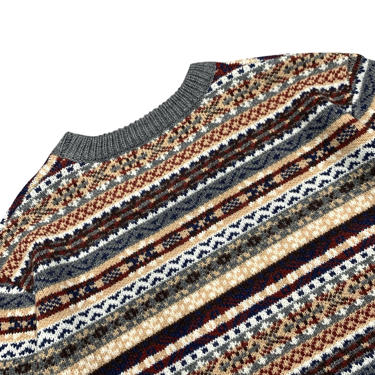 American vintagejacquard knit ethnic style pullover sweater