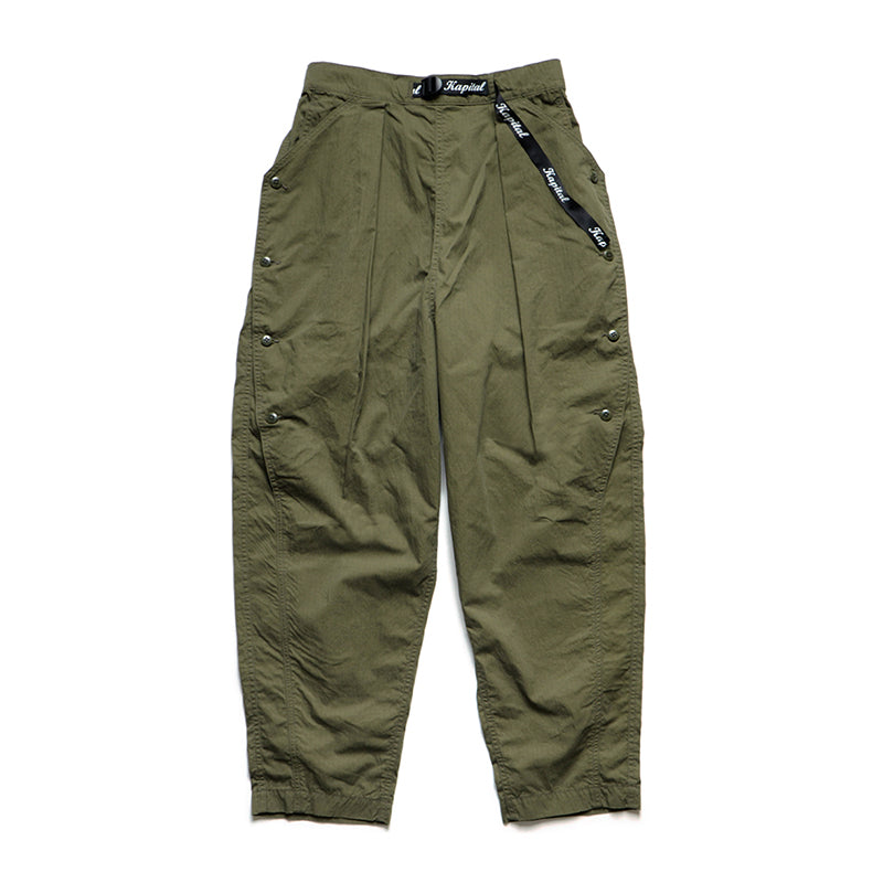 Japanese fashion loose tapered army green buckle military style casual pants