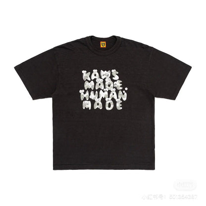 Japanese slub cotton heavy short sleeve t-shirt cartoon print summer short tee