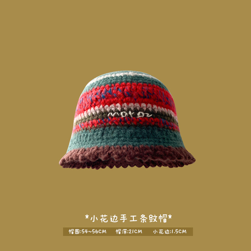 Japanese designer joint retro knitted wool hat warm plush fisherman hat