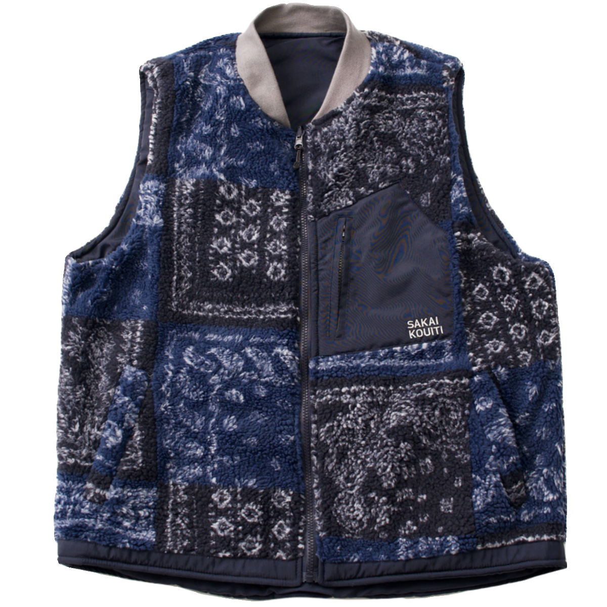 Japanese Perris pattern cashew nut flower reversible cotton vest young men and women autumn and winter thermal vest jacket men and women tide