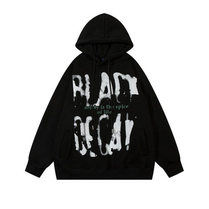 Fuzzy Letter Print Fleece Hoodie – Heavy Oversized Unisex