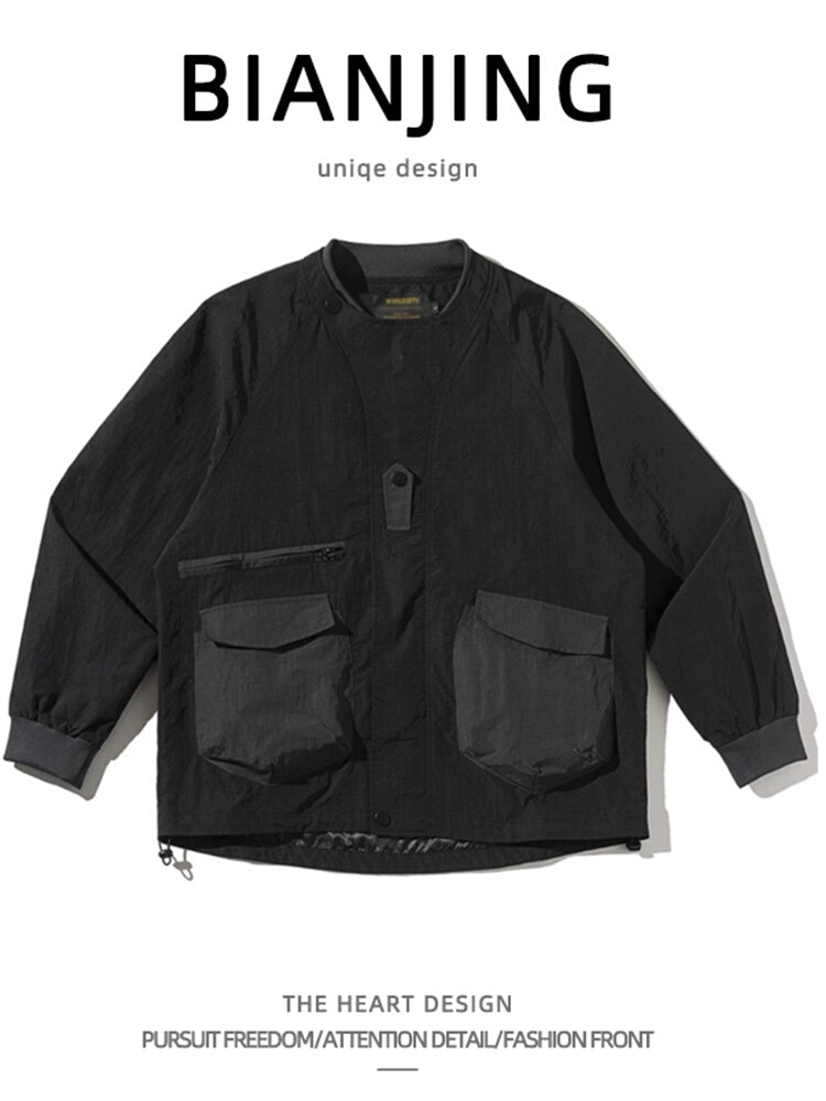 Mountain outdoor functional windbreaker jacket men's pocket stitching loose retro casual handsome versatile jacket jacket men