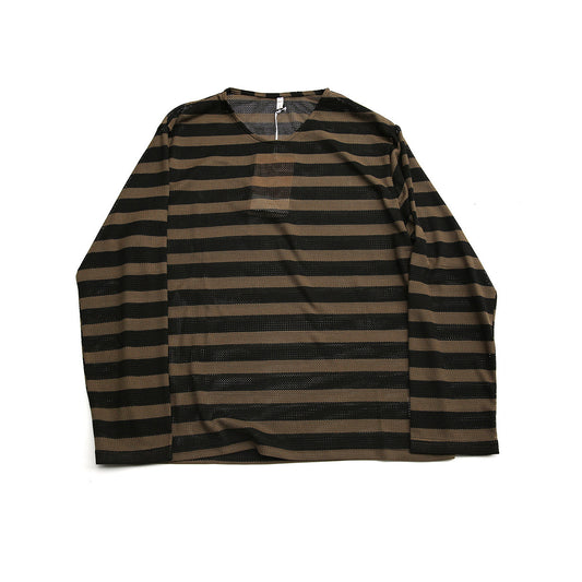 Striped Long Sleeve Crew Neck Tee – Men's Casual Lightweight Commuter T-Shirt