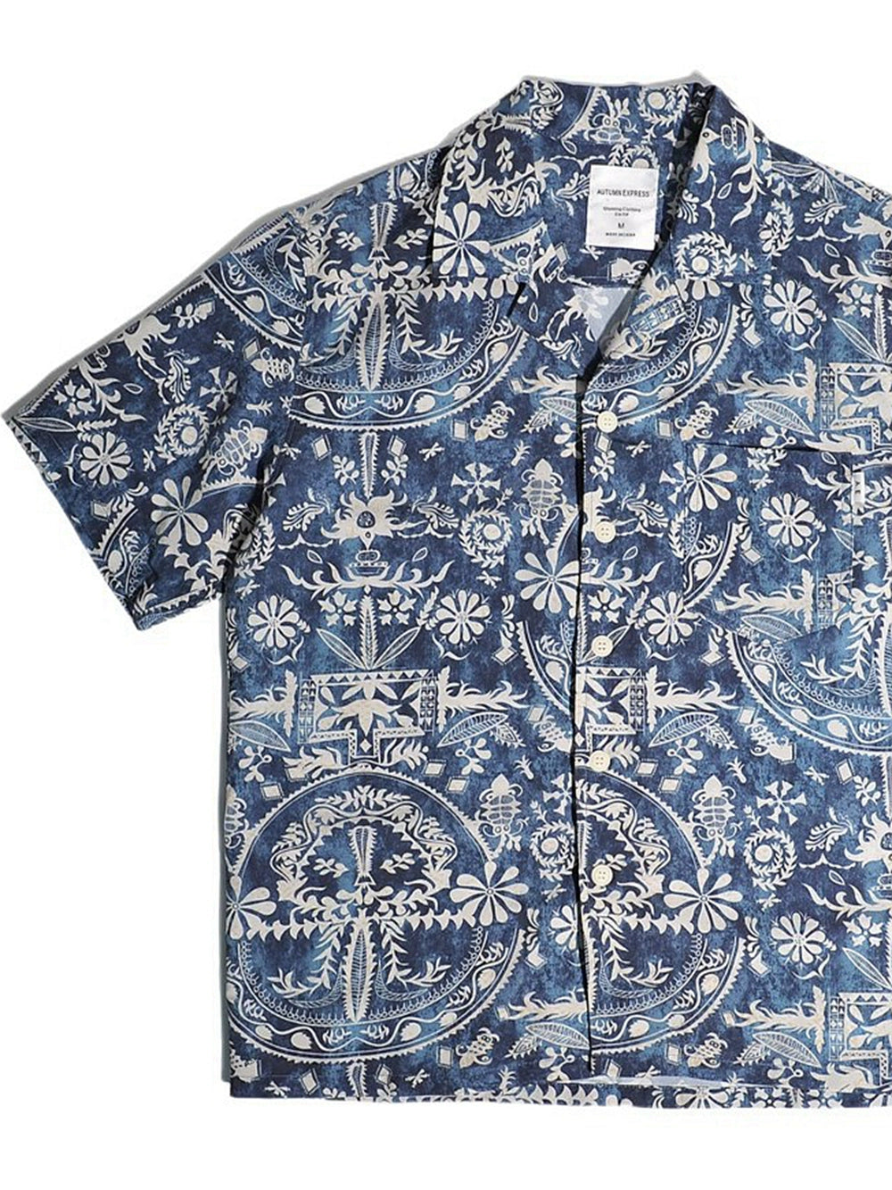 Thai Hong Kong style Aloha bohemian Aramco Ka Ji Cuban collar Hawaiian floral beach short sleeve floral shirt