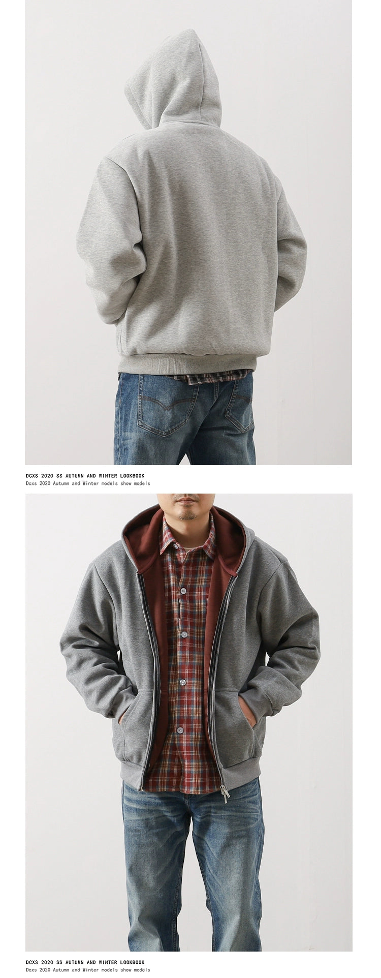 Heavy Contrast-Lined Hooded Cardigan – Short & Wide Loose Fit (Unisex)