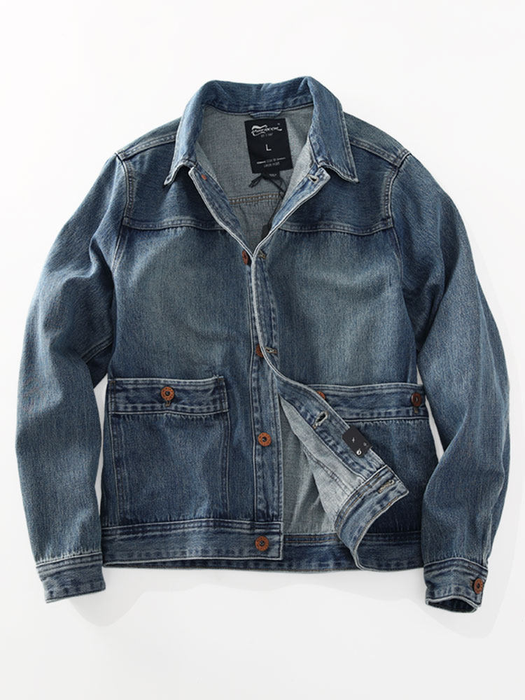 Washed Denim Jacket – Vintage Double Pocket – Coats Jackets | japanese streetwear | vintage workwear | unisex | Yamalinclothes