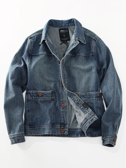 Washed Denim Jacket – Vintage Double Pocket – Coats Jackets | japanese streetwear | vintage workwear | unisex | Yamalinclothes