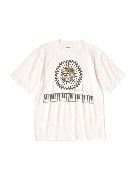 Japanese casual tenzhu cotton print piano key round neck short sleeve T-shirt
