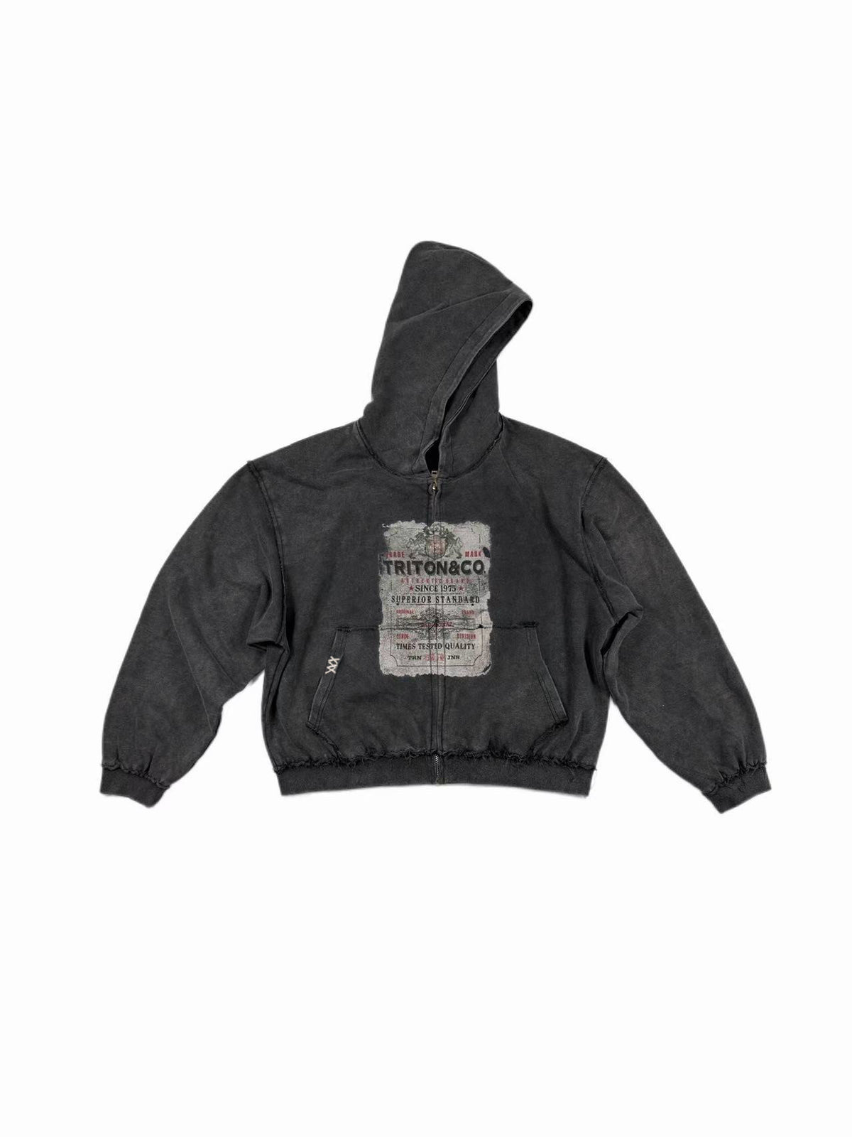 Graphic Zip Hoodie – Washed & Frayed Cotton | Yamalinclothes