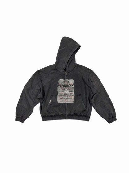 Graphic Zip Hoodie – Washed & Frayed Cotton | Yamalinclothes