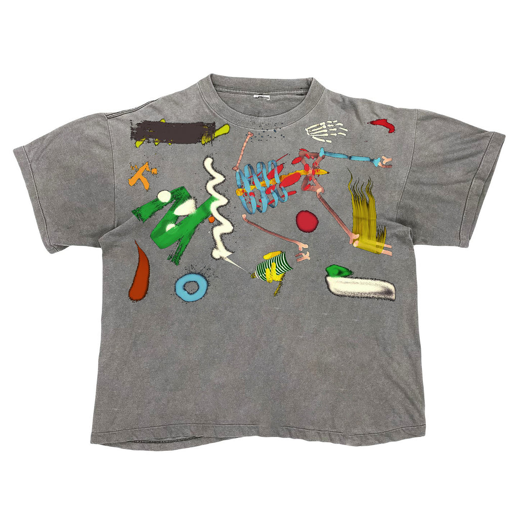 Pigment Tattoo Heavyweight distressed dirty decadent top retro spray painted small neckline short sleeve T-shirt