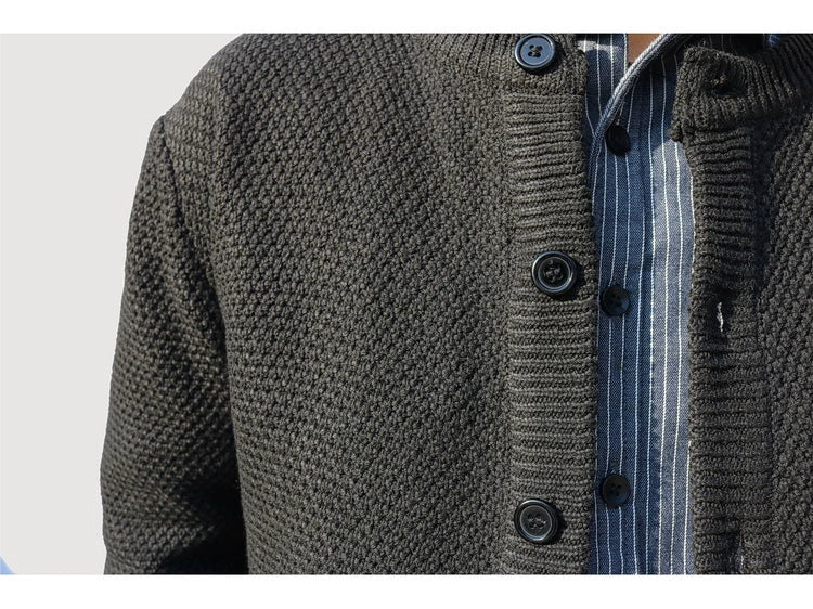 Thick Knit Cardigan Jacket – Cut-Out Detail Loose Unisex Sweater Coat