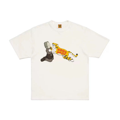 Japanese slub cotton heavy short sleeve t-shirt cartoon print summer short tee
