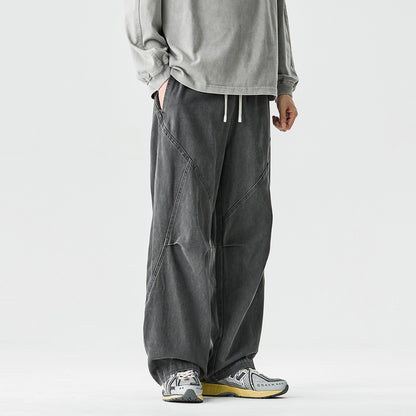 Curved-Leg Pants – Washed Finish & Panel Seams | Yamalinclothes