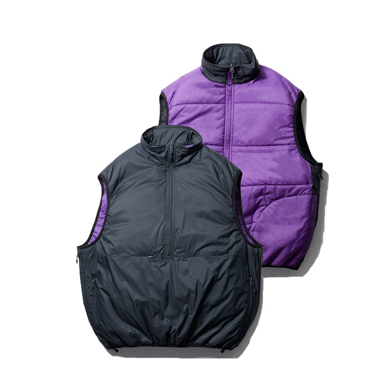 Japanese outdoor function color-block reversible half-zipper padded vest