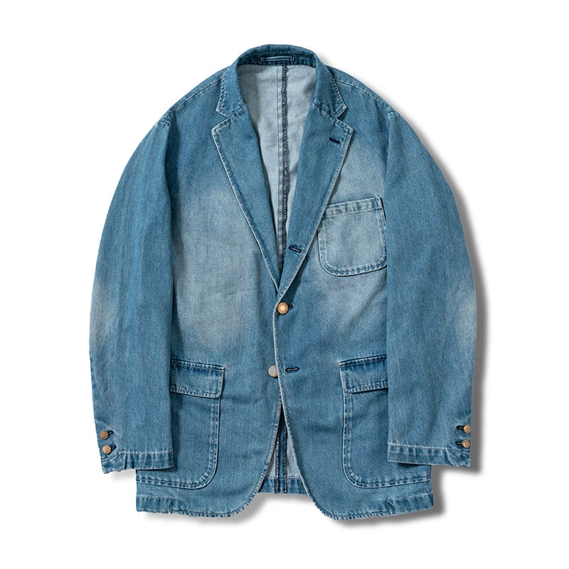 2025 Spring and Autumn New Single-Breasted Wash Denim Jacket Japanese ivy