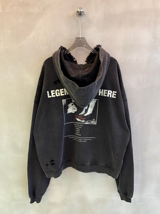 American Vintage Figure Letter Print Hooded Zip-Up Cardigan – Washed Distressed Sweatshirt – Japanese vintage | yamalin clothes | Yamalinclothes