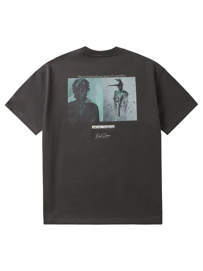 Artist joint limited edition short sleeve heavy round collar loose cool print T-shirt