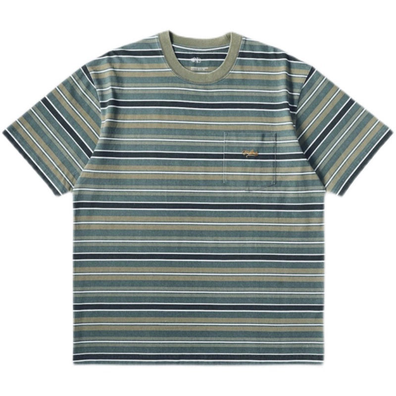 Summer striped short-sleeved T-shirt for men and women round neck 280g heavy T-shirt