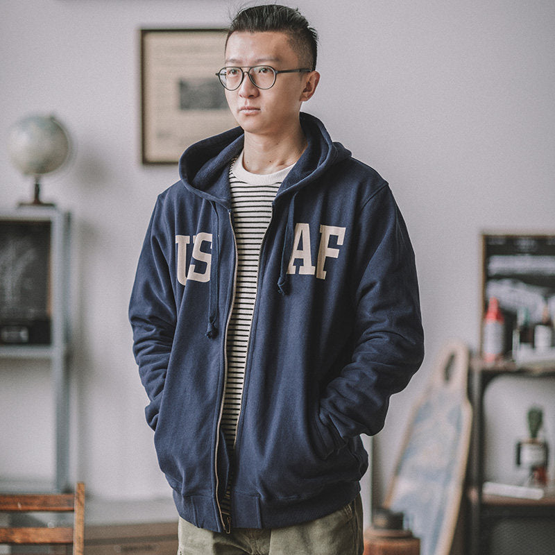 Heavy Zip Hoodie – American Retro Military Print Workwear Thickened Unisex – hoodie | japanese streetwear | vintage workwear | unisex | Yamalinclothes