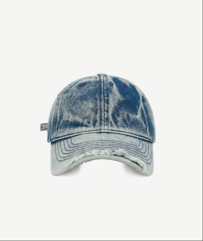Washed Distressed Denim Baseball Cap – Curved Brim Adjustable Unisex