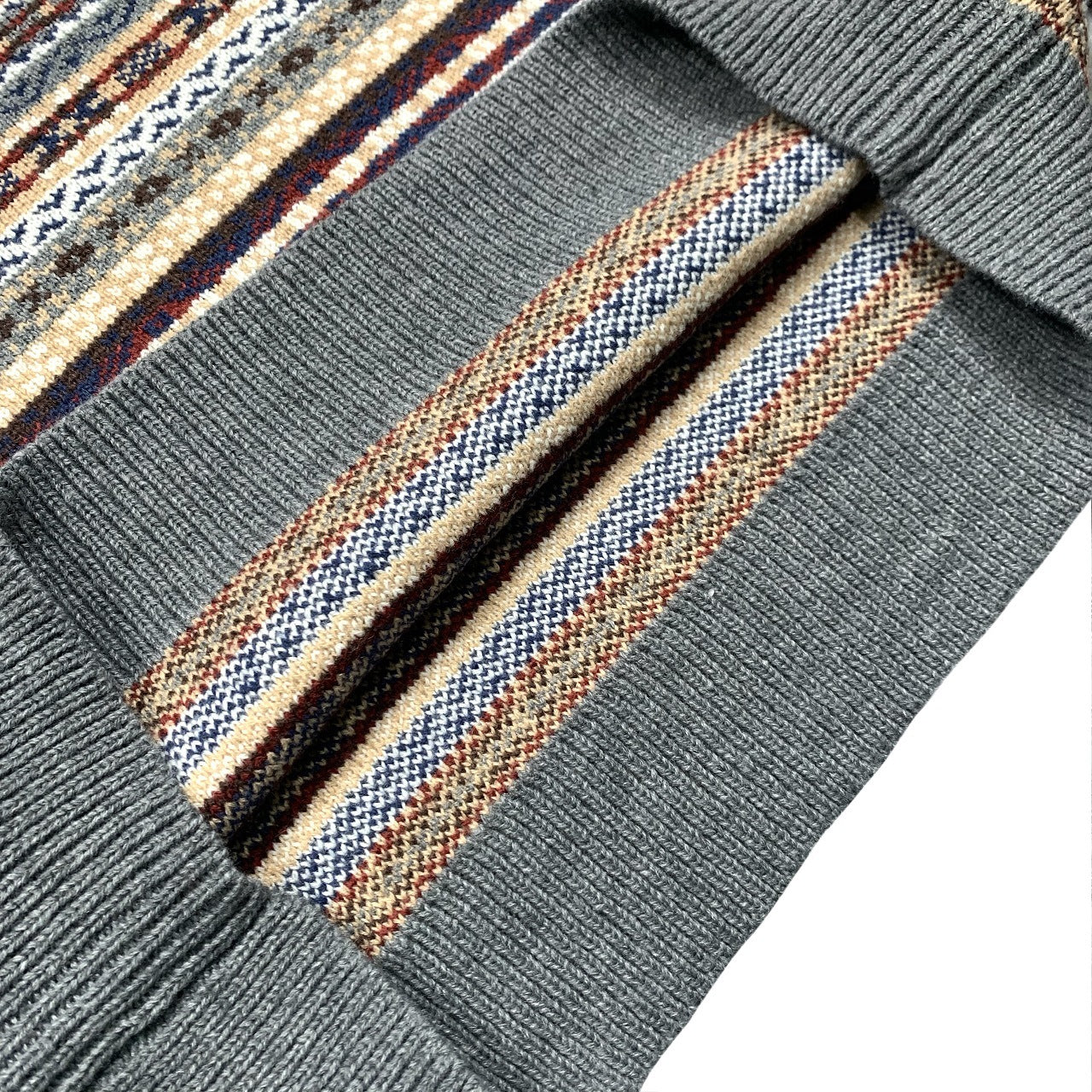 American vintagejacquard knit ethnic style pullover sweater