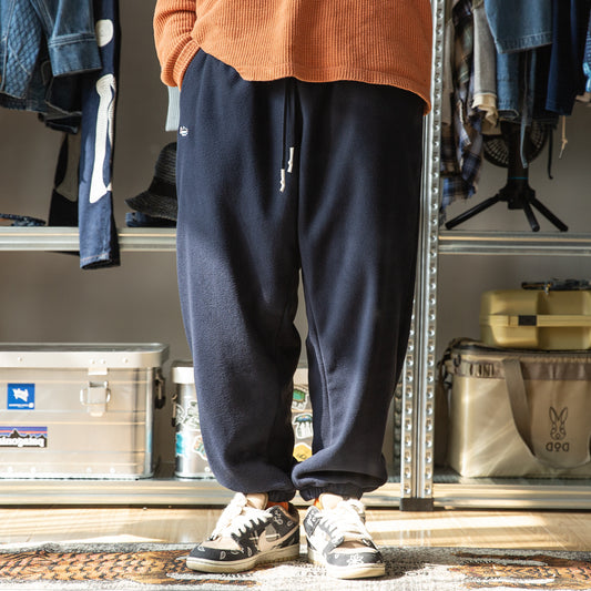 cityboy loose pants type polar fleece plus pile thickened warm pants small feet elastic waist drawstring slacks men