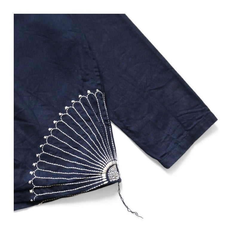Japanese vintage blue-dyed Japanese-style embroidered casual loose long-sleeved jacket