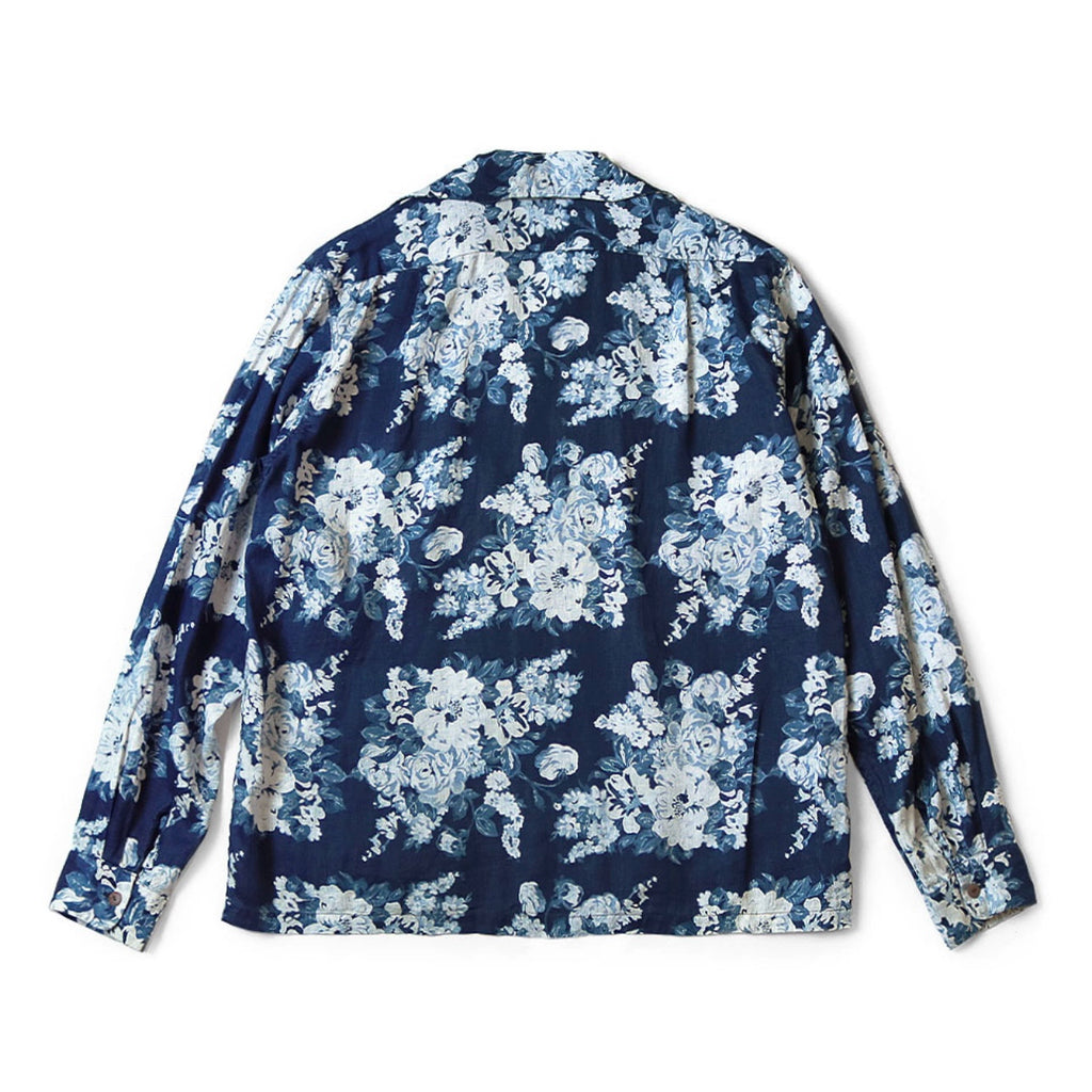 Japanese casual disconnect blue flower breasted loose long-sleeved shirt jacket