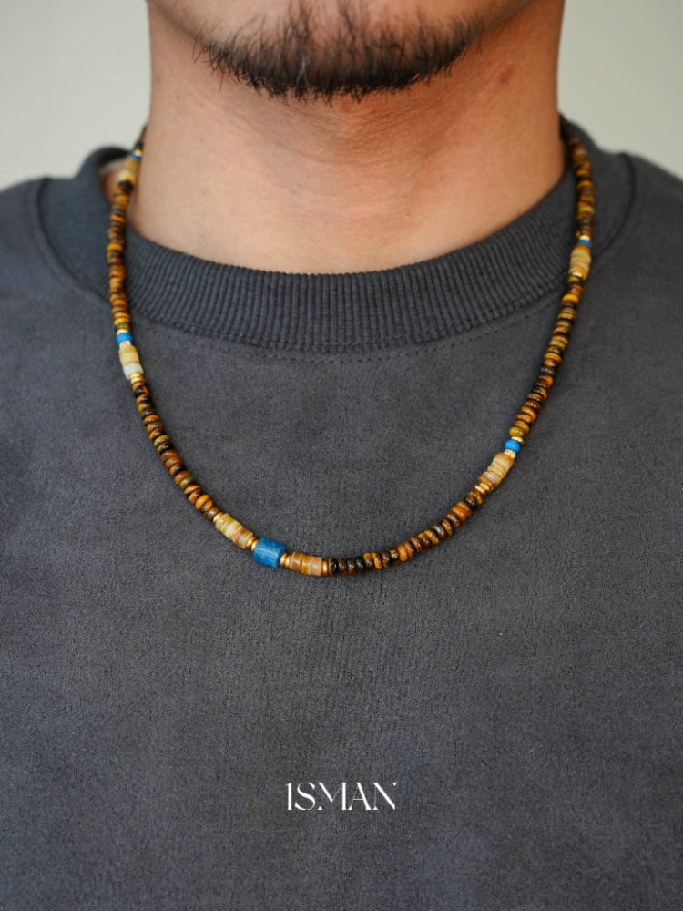 Original design retro niche tiger eye stone abacus bead necklace high-grade beaded natural stone